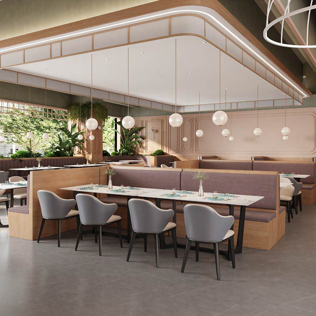 广州餐饮店卡座沙发桌椅定制